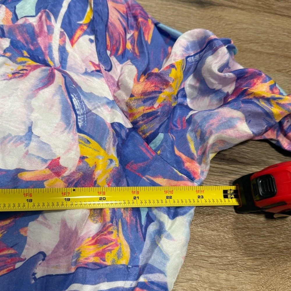 Boston Proper Floral Viscose Smocked Waist V-Neck Dress XL Boho cottagecore - Picture 7 of 8